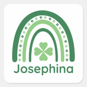 Pegatina Cuadrada Josephina Name Clover Boho Rainbow