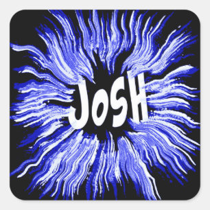 Pegatina Cuadrada Josh Name Star en azul