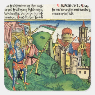 Pegatina Cuadrada Joshua 6 4-21 la caída de Jericó, del 'Nurem