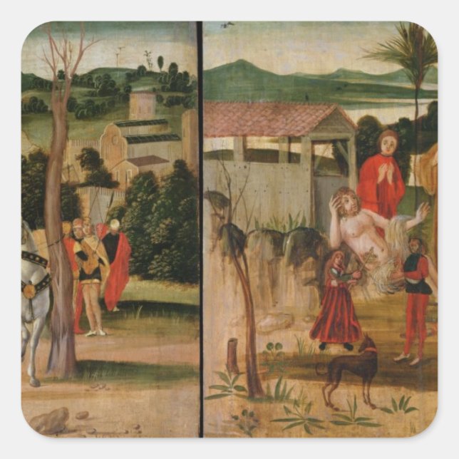 Pegatina Cuadrada Josué en las paredes de Jericó (Anverso)