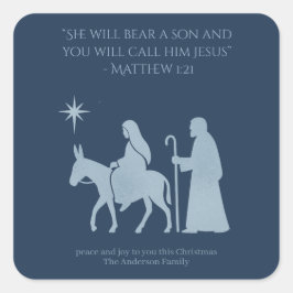 Pegatina Cuadrada Journey to Bethlehem Sticker – Mary and Joseph 