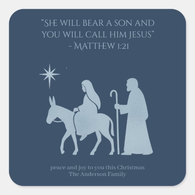 Pegatina Cuadrada Journey to Bethlehem Sticker – Mary and Joseph  (Anverso)