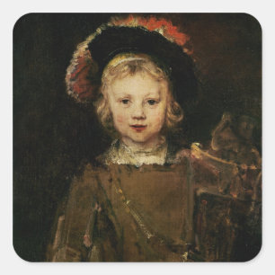 Pegatina Cuadrada Joven con traje Fancy, c.1660 (aceite sobre lienzo