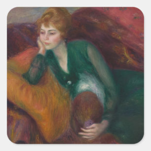 Pegatina Cuadrada Joven en verde, William James Glackens