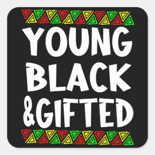 Pegatina Cuadrada Joven negro y regalo