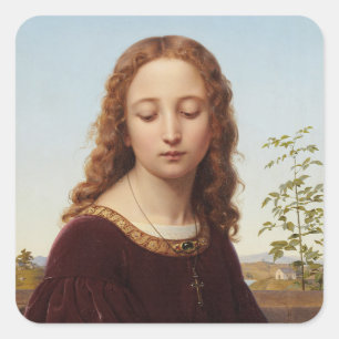 Pegatina Cuadrada Joven retrato Ernst Deger pintando cuadros de arte