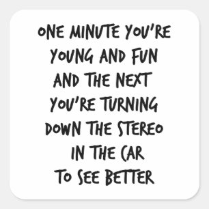 Pegatina Cuadrada Joven y divertido