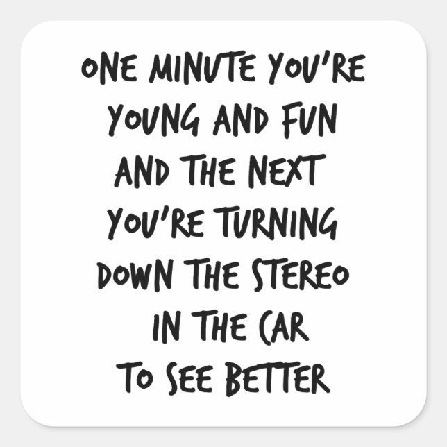 Pegatina Cuadrada Joven y divertido (Anverso)