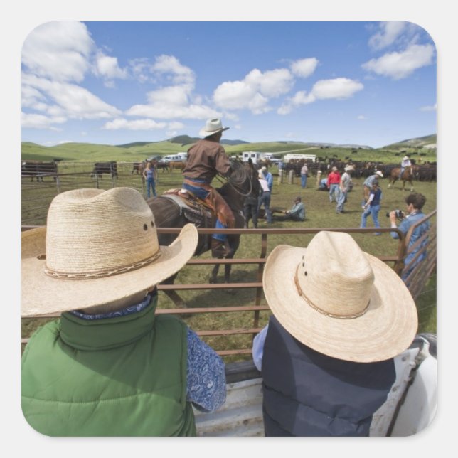 Pegatina Cuadrada Jóvenes en el rancho Hughes 2007 (Anverso)