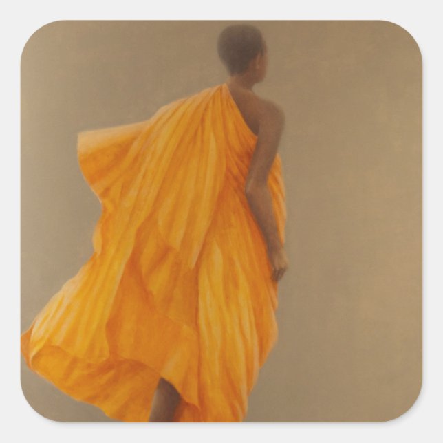 Pegatina Cuadrada Jóvenes monjes Sri Lanka 2010 (Anverso)