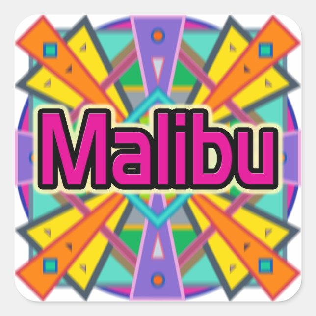 Pegatina Cuadrada Joy Design "Malibu" Pegatinas (Anverso)