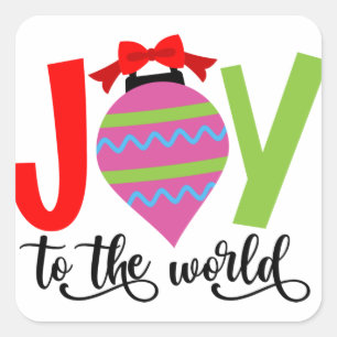 Pegatina Cuadrada Joy to the World Navidades Song