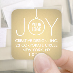 Pegatina Cuadrada JOY Your Logo Faux Relieve metalizado dorado Etiqu