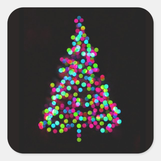 Pegatina Cuadrada Joyas de árbol de Navidad (Anverso)