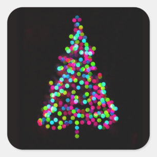 Pegatina Cuadrada Joyas de árbol de Navidad