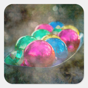 Pegatina Cuadrada Joyas de los ornamentos navideños del bosque