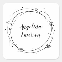 Pegatina Cuadrada Joyas de Wreath Femeninas cepillado metalizado