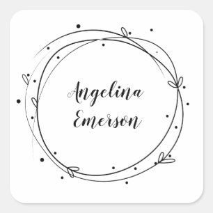 Pegatina Cuadrada Joyas de Wreath Femeninas cepillado metalizado