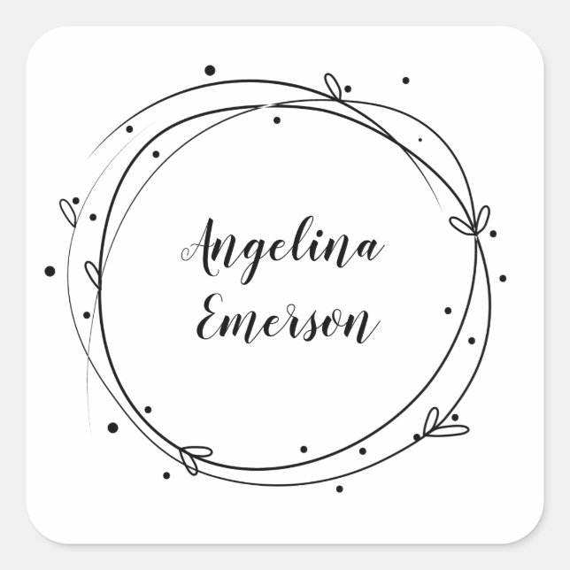 Pegatina Cuadrada Joyas de Wreath Femeninas cepillado metalizado (Anverso)