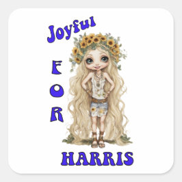Pegatina Cuadrada Joyent Kamala Harris presidente Hippie Boho