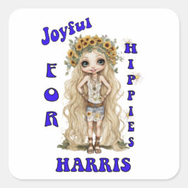 Pegatina Cuadrada Joyent Kamala Harris presidente Hippie Boho