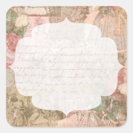 Pegatina Cuadrada Joyería artesanal shabby chic victoriana para dama