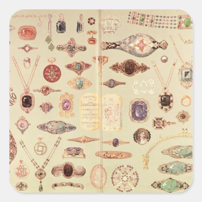 Pegatina Cuadrada Joyería del "Catálogo Tiffany", 1890 (Anverso)