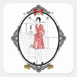 Pegatina Cuadrada Joyeuses Fêtes