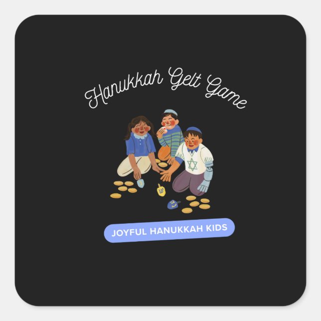 Pegatina Cuadrada Joyful Hanukkah Kids (Anverso)