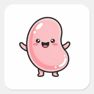 Pegatina Cuadrada Joyful Jellybean – Cute Kawaii Illustration