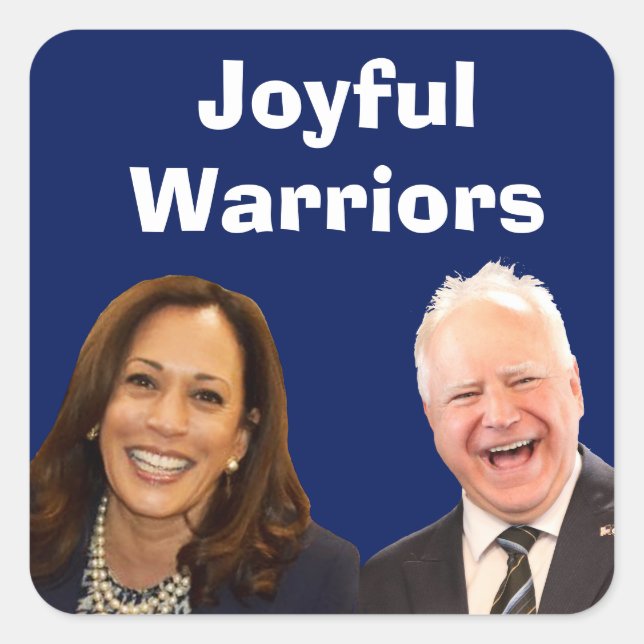 Pegatina Cuadrada Joyful Warriors Harris y Walz (Anverso)