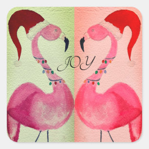 Pegatina Cuadrada Joyous Flamingo