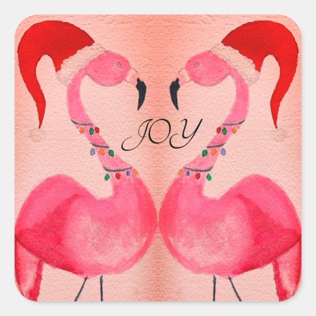 Pegatina Cuadrada Joyous Flamingo (Anverso)