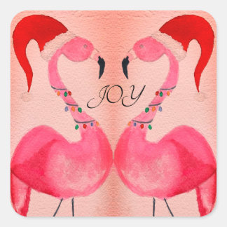 Pegatina Cuadrada Joyous Flamingo