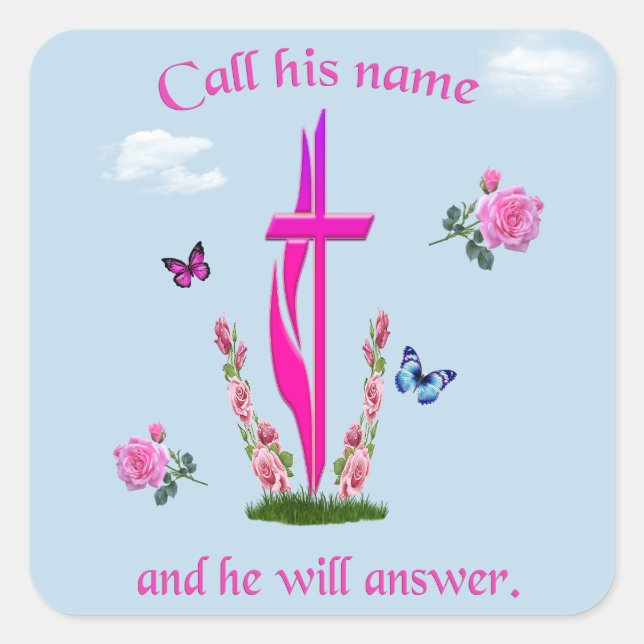 Pegatina Cuadrada Juan 3:16 (Anverso)