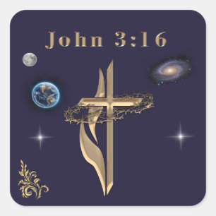 Pegatina Cuadrada Juan 3:16