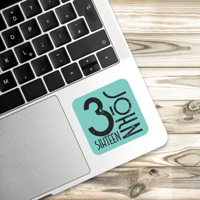 Pegatina Cuadrada Juan Cristiano 3:16 Biblia Verso Dolor Mínimo (Subido por el creador)