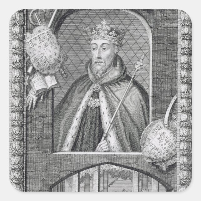 Pegatina Cuadrada Juan de Gaunt, duque de Lancaster (1340-99) despué (Anverso)