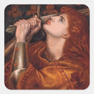 Pegatina Cuadrada Juana de Arco, c. 1882 por Dante Gabriel Rossetti