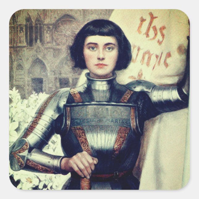 Pegatina Cuadrada Juana de Arco (ilustracion Albert Lynch) (Anverso)