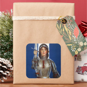 Pegatina Cuadrada Juana de Arco: La Doncella de Orleans, Heroína Cab