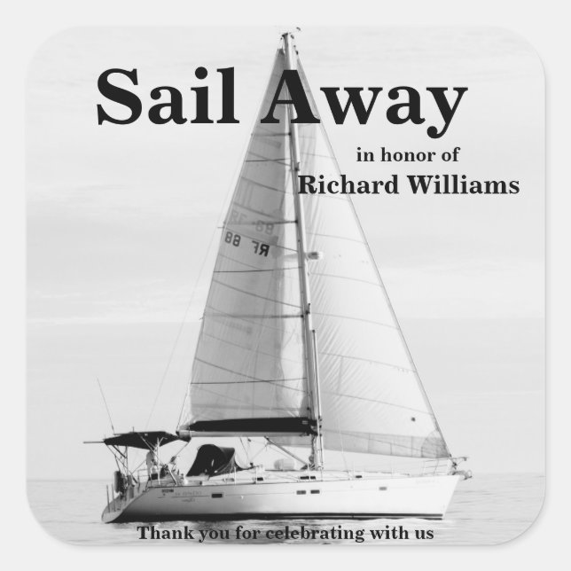 Pegatina Cuadrada Jubilación de navegación por vela Away (Anverso)