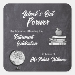 Pegatina Cuadrada Jubilación de profesor Chalk Blackboard Nostalgic