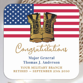 Pegatina Cuadrada Jubilación del Ejército Militar Estados Unidos Fie