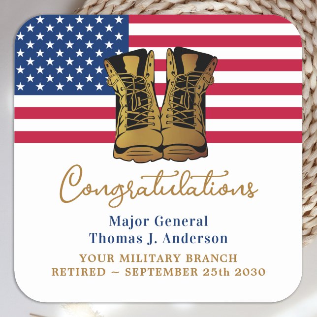 Pegatina Cuadrada Jubilación del Ejército Militar Estados Unidos Fie (Subido por el creador)