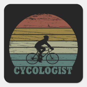 Pegatina Cuadrada Jubilación Divertida en Ciclismo - Cicologista Vin