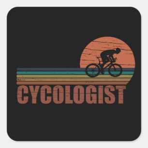 Pegatina Cuadrada Jubilación Divertida en Ciclismo - Cicologista Vin