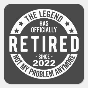 Pegatina Cuadrada jubilación divertida, jubilado, bombero retirado,