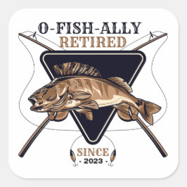 Pegatina Cuadrada Jubilación divertida y retirada por pesca personal
