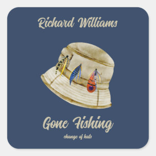 Pegatina Cuadrada Jubilación: Gorra de pescadores retirados